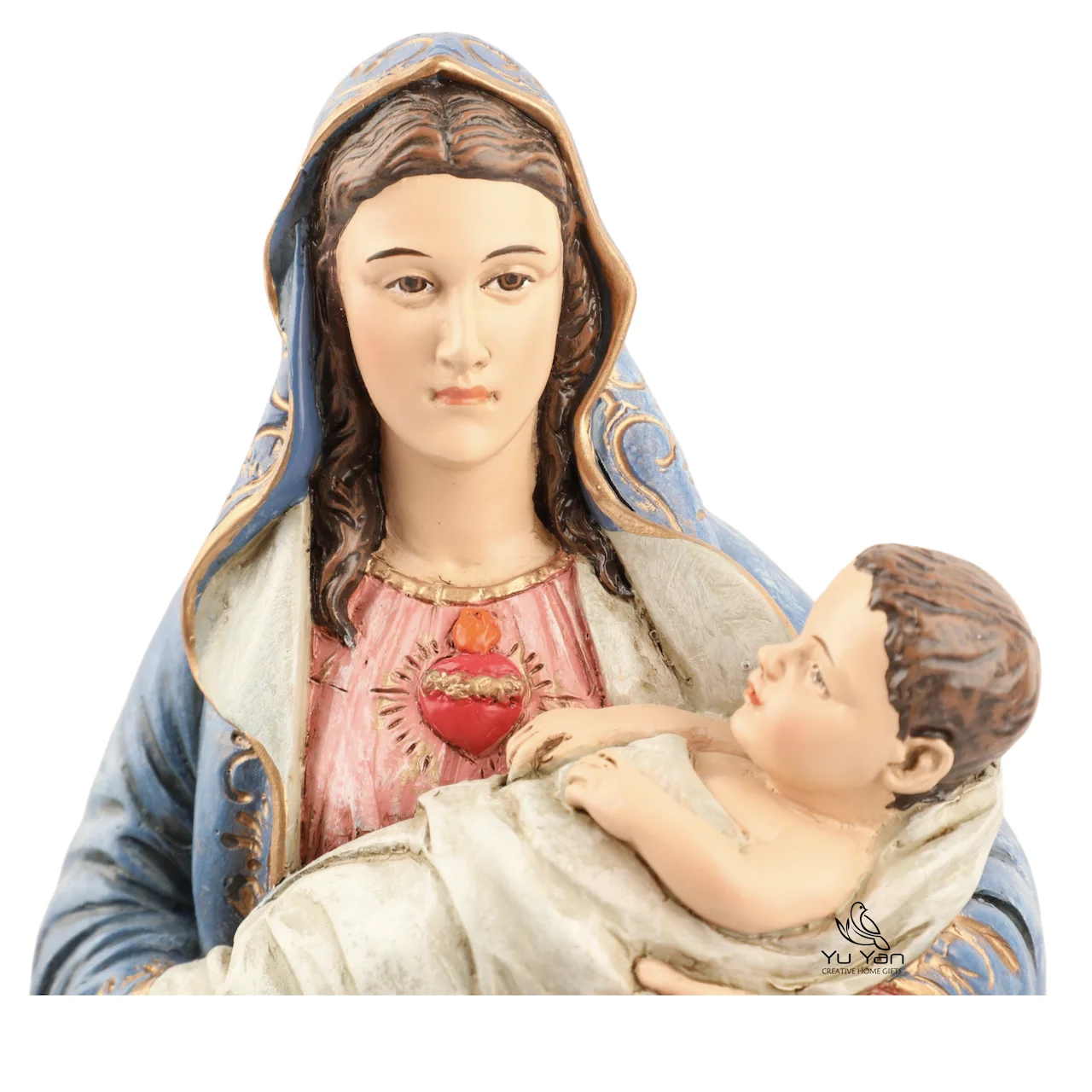 Factory wholesale catholic religious statues resin christian decorative religious statues 28cmH Our Lady of the Sacred Heart