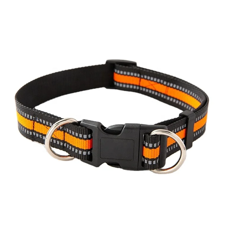 Stylish Custom Logo Adjustable Nylon Dog Collar and Leash Pet Safe for Outdoor Walking