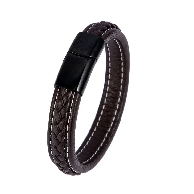 Leather Bracelets Men Stainless Steel Multilayer Braided Rope Bracelets For Male Female Bracelets Jewelry