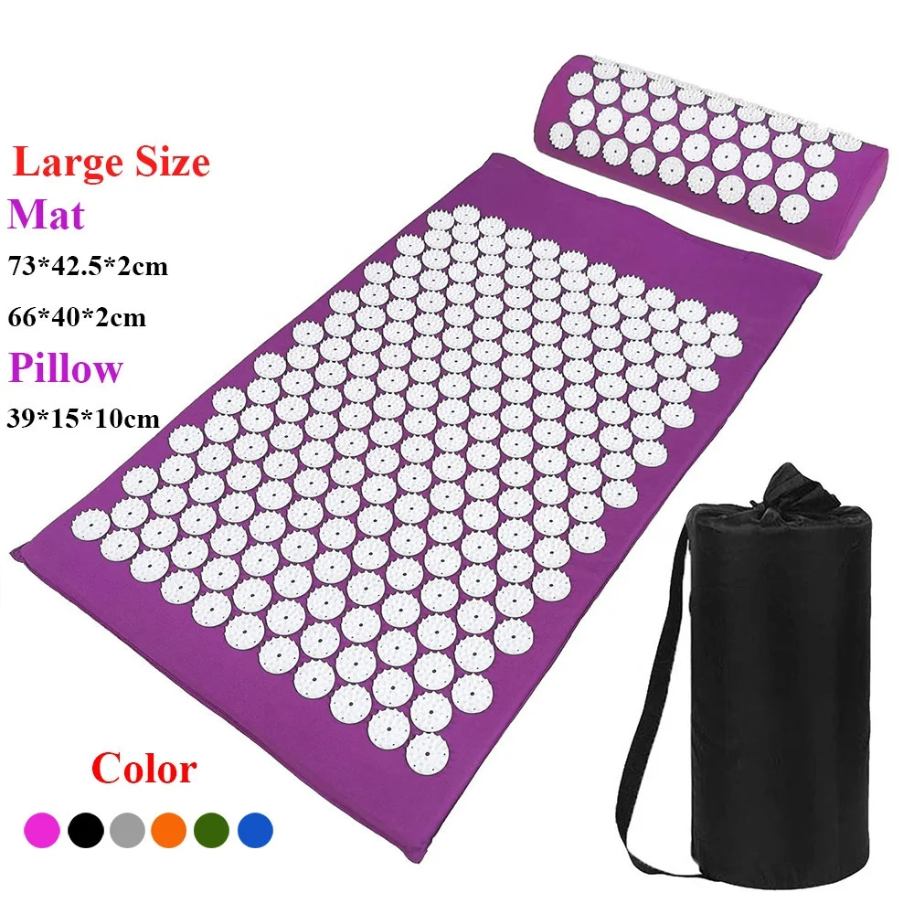 
Acupressure Mat and Pillow Set - Massage Acupuncture Body Mat - Relax Back, Neck and Feet Muscles - Stress and Pain Relief 