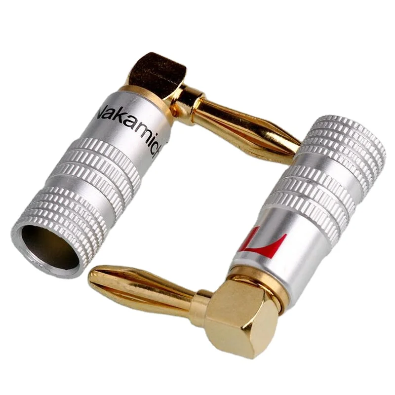 Right Angle 90 Degree Banana Plugs Gold Plated Musical Speaker Wire Cable Connector 4mm For HiFi