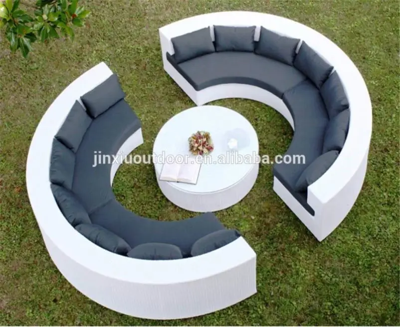 UV Resistance White waterproof round rattan sofa set JX-326