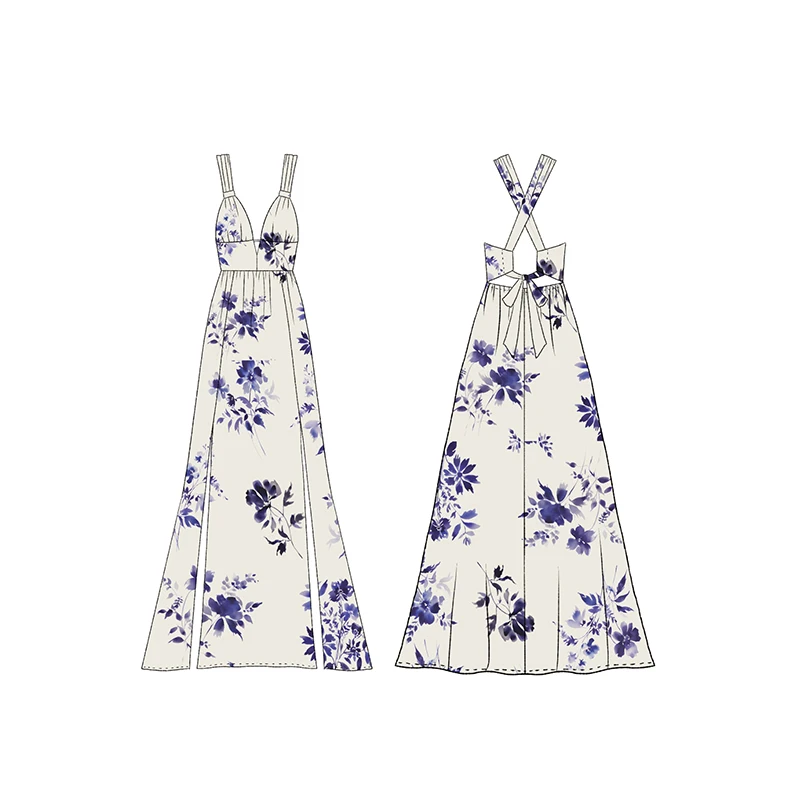 High-quality printed dresses for women brand clothing manufacturers for customs clothes