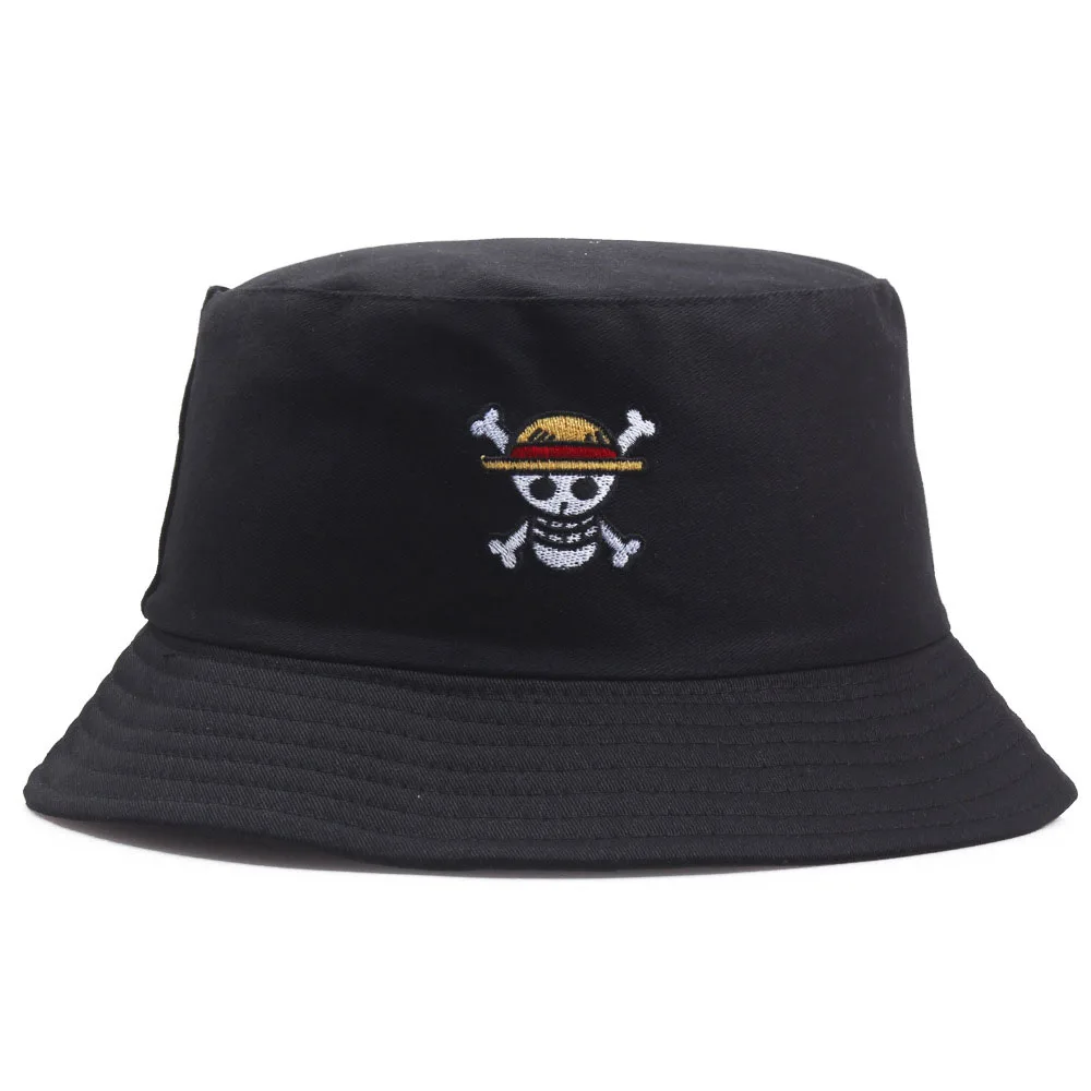Fitspi Bucket Hat Panama Cap The Pirate King Anime Harajuku Women Men Outdoor Sunscreen Wide Brim Hats Caps
