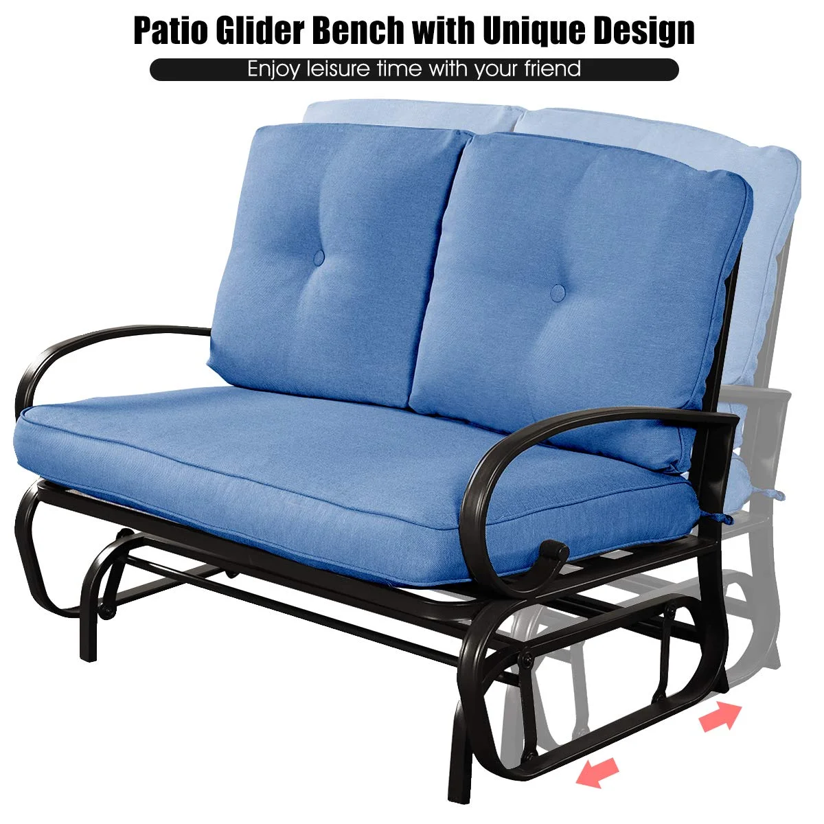 
Outdoor Glider Rocker w/ Cushion - Patio Garden Swing Rocking Chairs 