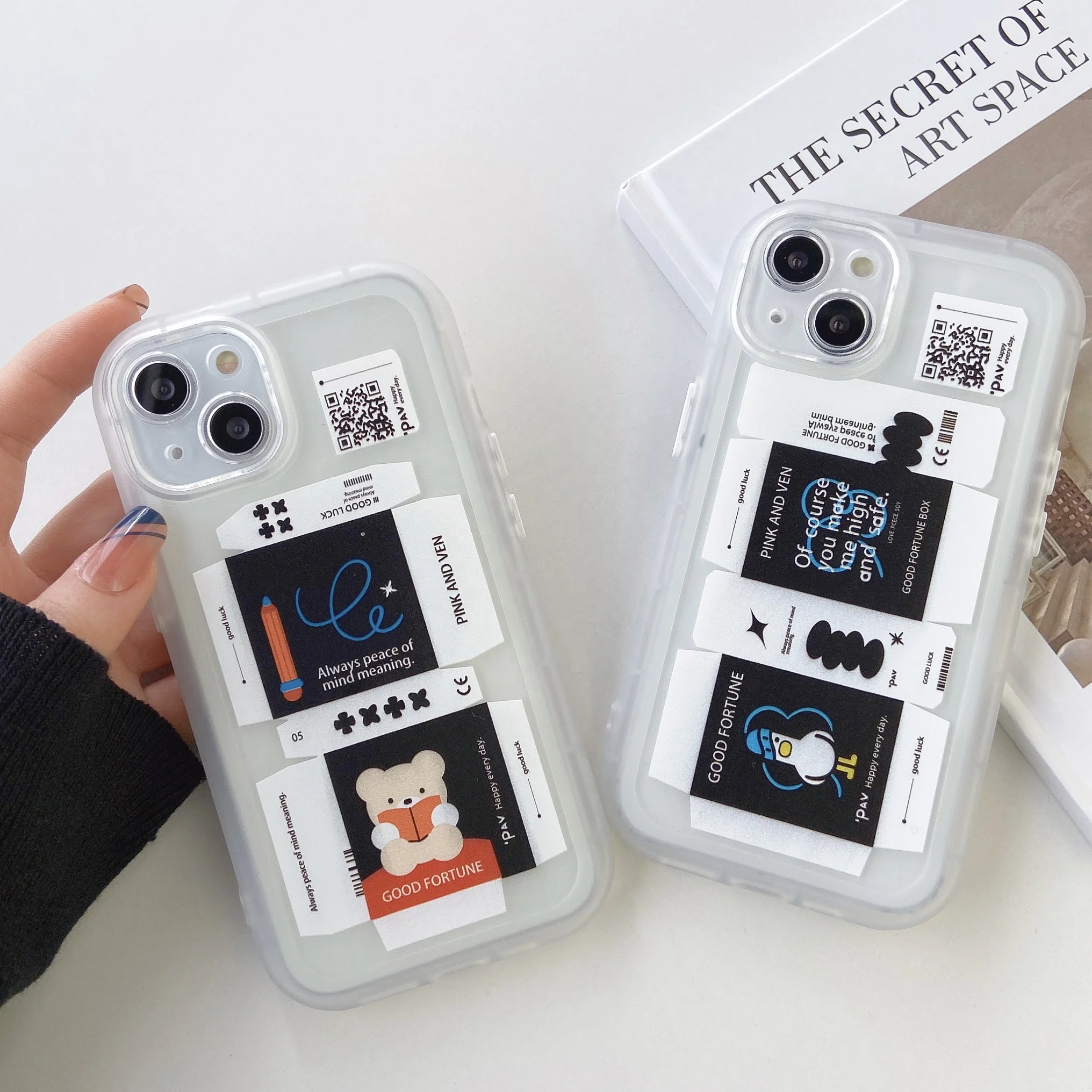 In Spot Box Plane Bear Duck Label Transparent Smartphone Case For Apple Smartphone iPhone 11 12 13 Pro Max