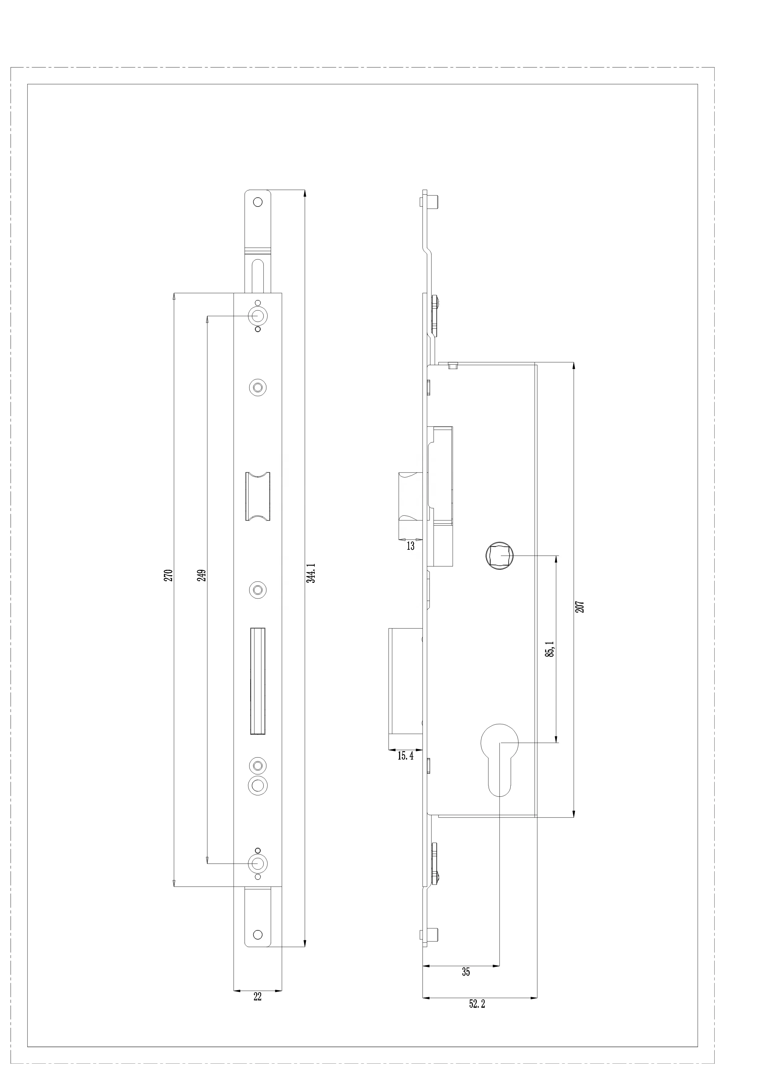 EU 3585 electronic lock body safety stainless steel up down bolt smart mortise lock body