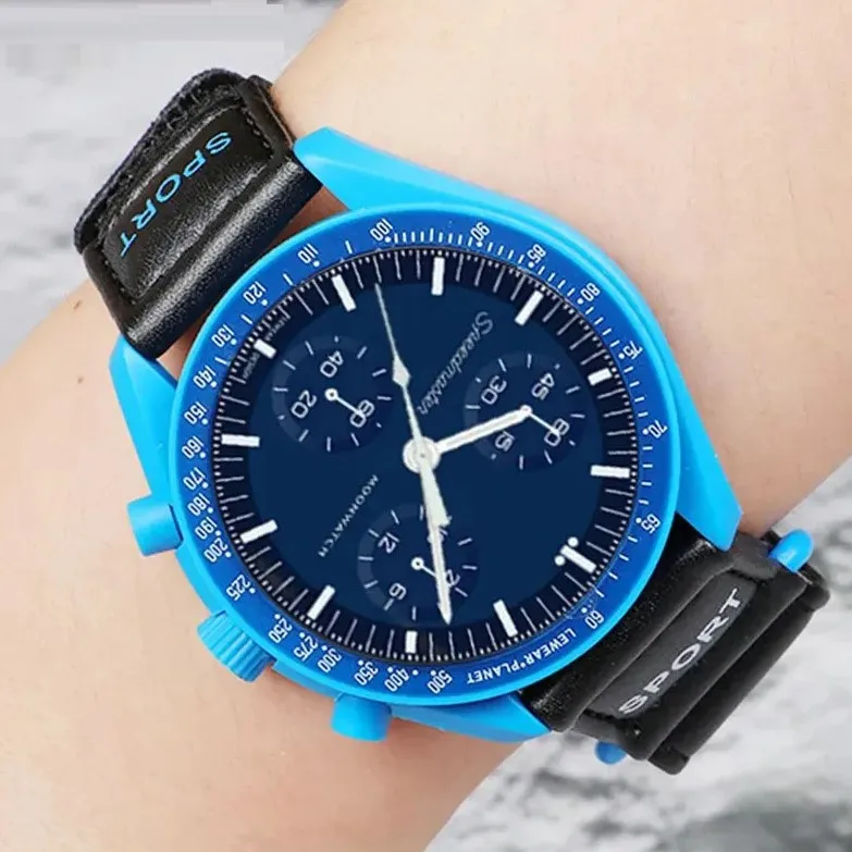 Bioceramic moonwatch set amoled screen omg watch mission Jupiter Saturn Moon for omega bands X for swatch orologio reloj strap