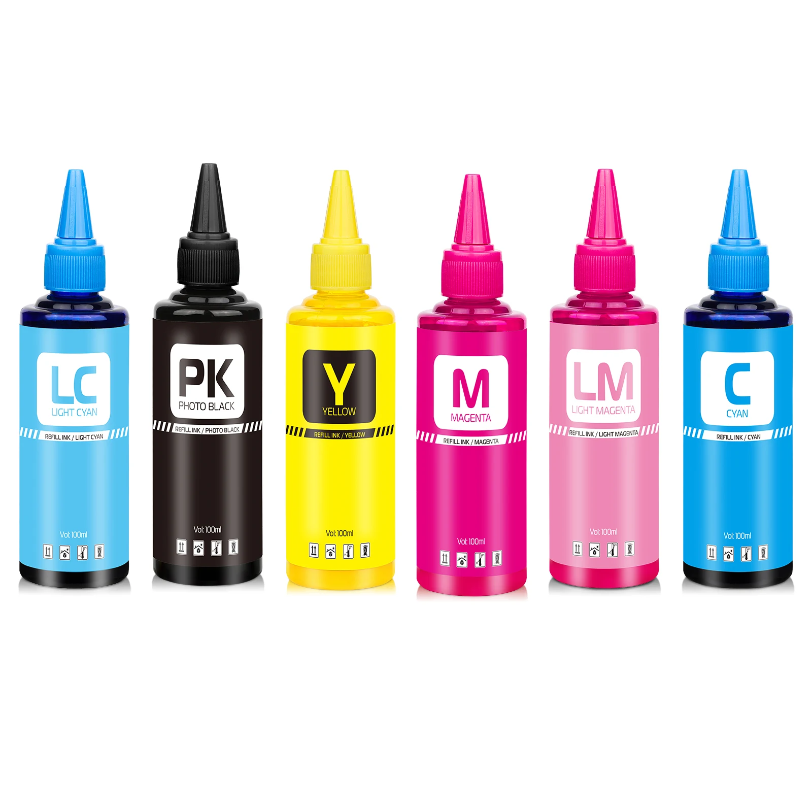 100ml Food Grade Printing Ink 6 Colors Refill Edible Ink for Canon for Epson For HP Cake Coffee Printer