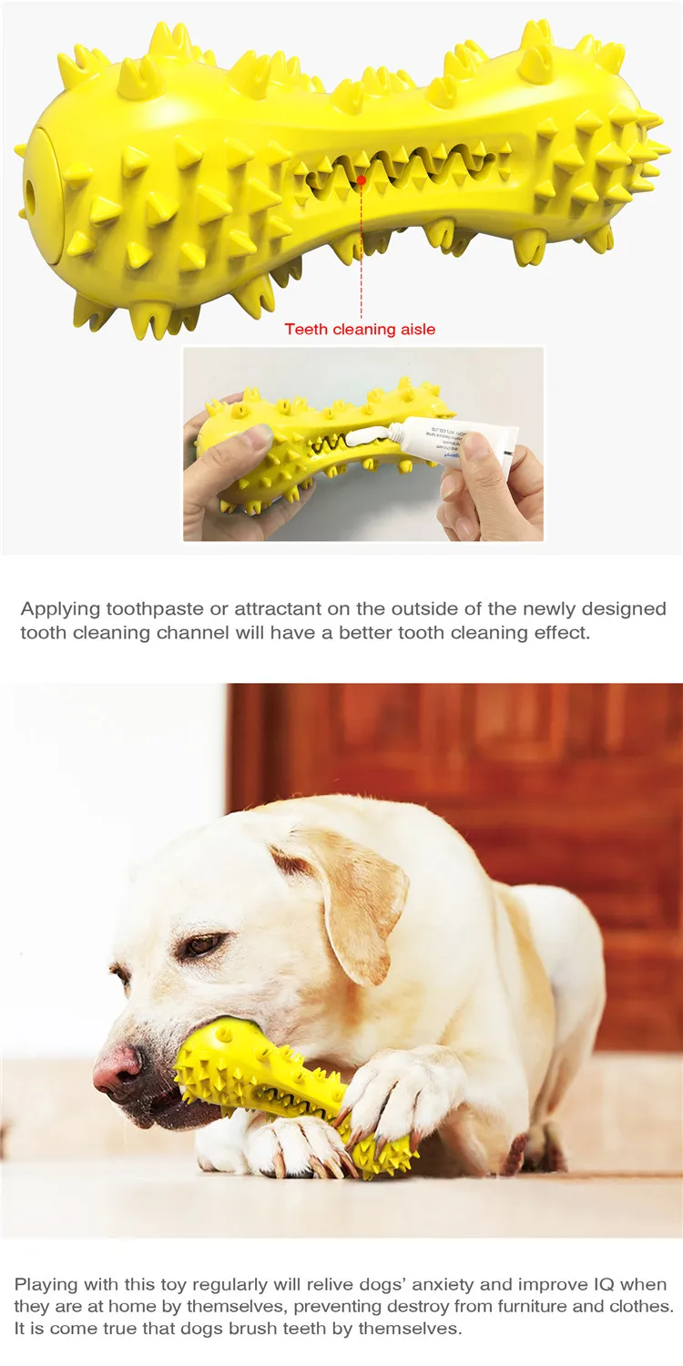 Amazon hot sale dog chow toy stick bite-resistant toothbrush leaking food rubber pet toys
