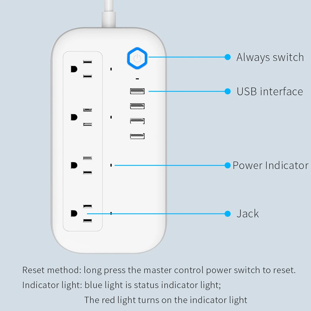 RSH Tuya Wifi Smart Socket Power Strip With 4 USB Ports Multi-Plug Smart Life