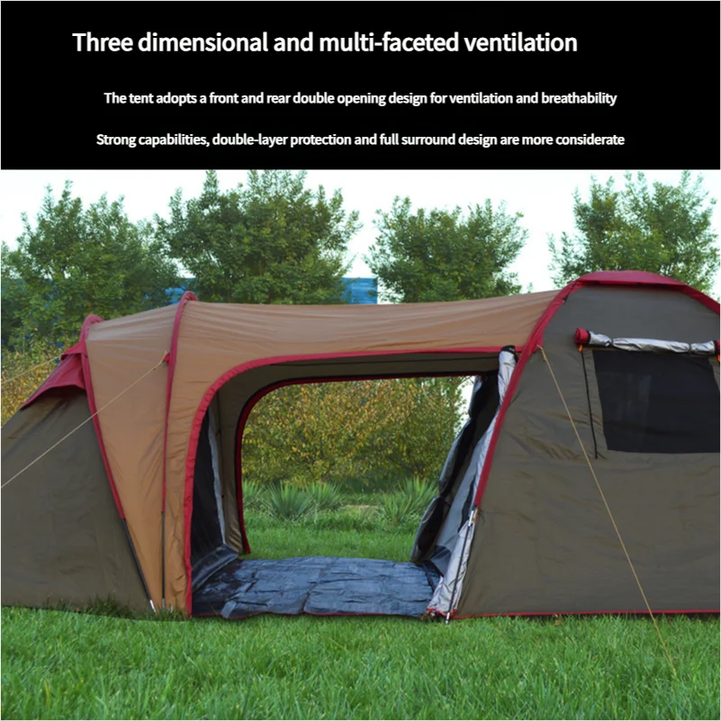 Extra Large 2-Room Outdoor Camping Tent for Families 5-8 Persons Waterproof Automatic Portable Canvas Tent Aluminum Poles Hiking