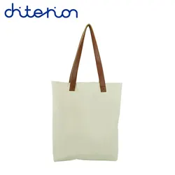 Chiterion Recycled Cotton Canvas Transfer Printing Press Screen FashionTote Bag For Ladies Girls PU Handle Tab With Inner Pocket