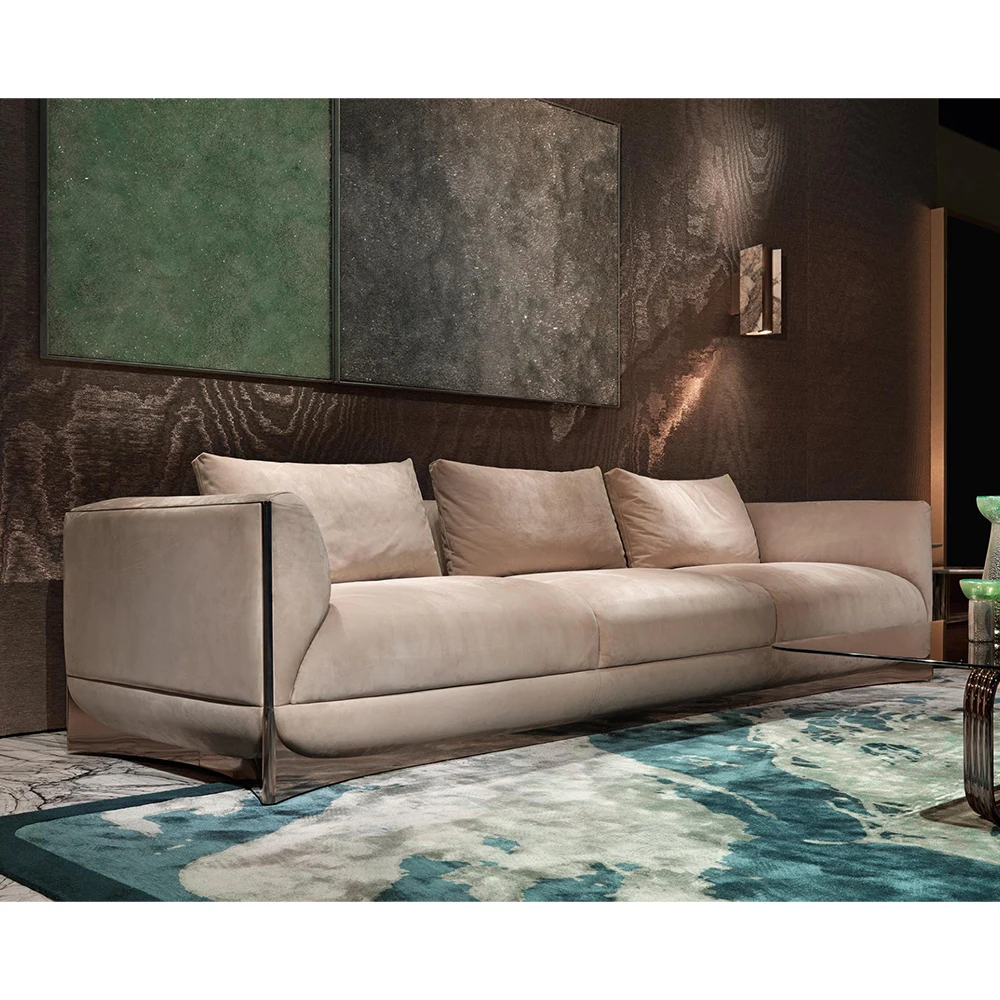 North European style leather sofa furniture for home solid wood three seat Chesterfield sofa CaFoscari living room