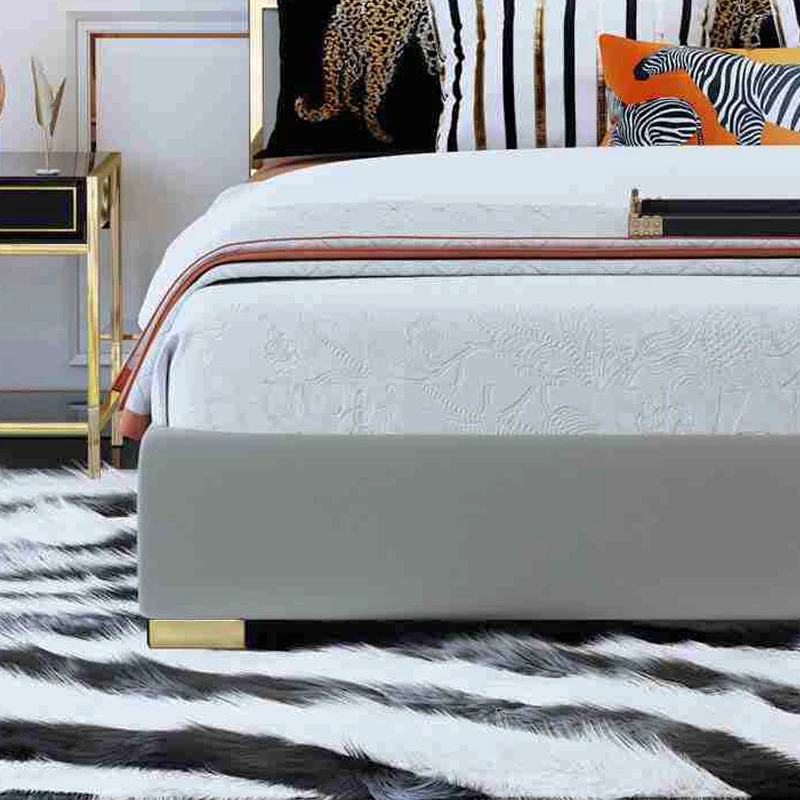 modern luxury bedroom furniture upholstered real leather italian bed