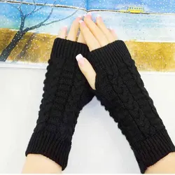 Knitted Wool Warm Arm Cover for Men Women Mid-length Ski Finger Fashion Arm Hand Gloves New Style Jacquard Autumn Winter Picture