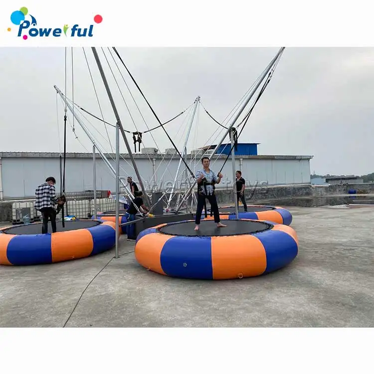 4 Station Bungee Jumping Trampoline Outdoor Amusement Park Inflatable Sport Games Bungee Trampoline