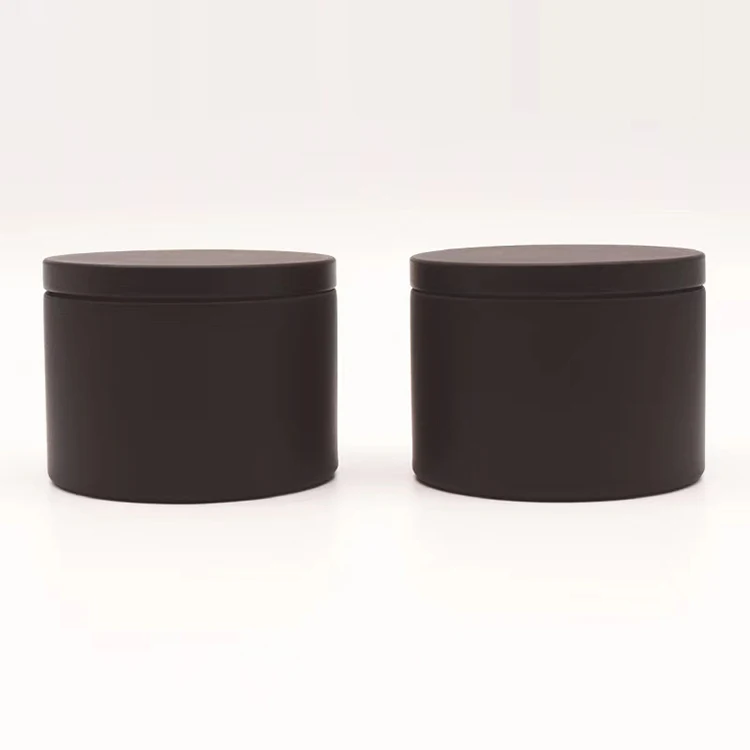 Popular Seamless Straight Body Full Matte Black Metal Jars Colour 8oz Candle Tin Can