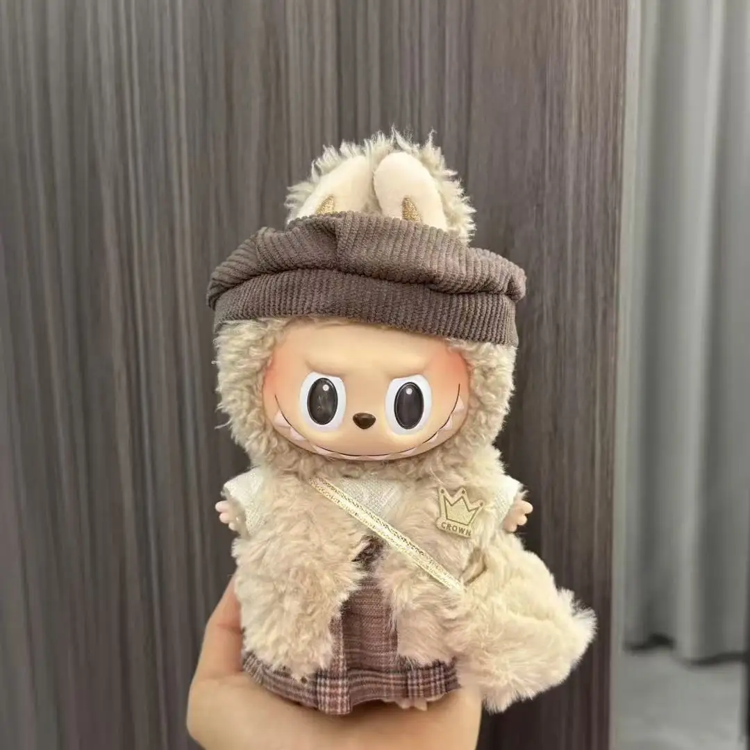 Labubu 17cm Unisex Vinyl Doll Cute Climbing Dress Plush Toy with Plastic Clothes Unisex Vinyl Dolls & Accessories