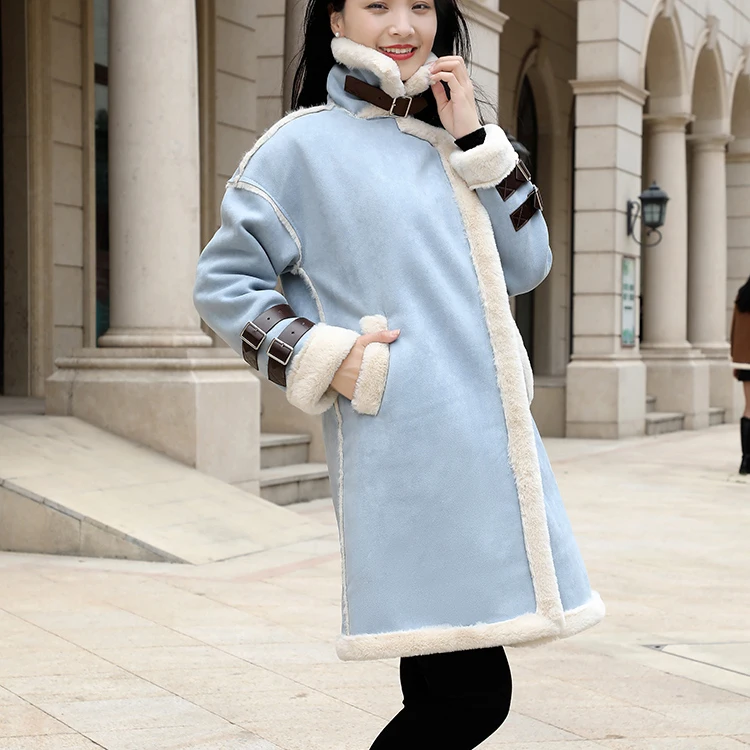 Suede lamb wool coat women new autumn winter  thickened fleece  fur coat