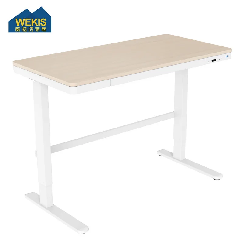 Most Popular Single Motor Glass Tempered Desktop Height Adjustable Sit Stand Desk Computer Lift Table with Wireless USB Charge