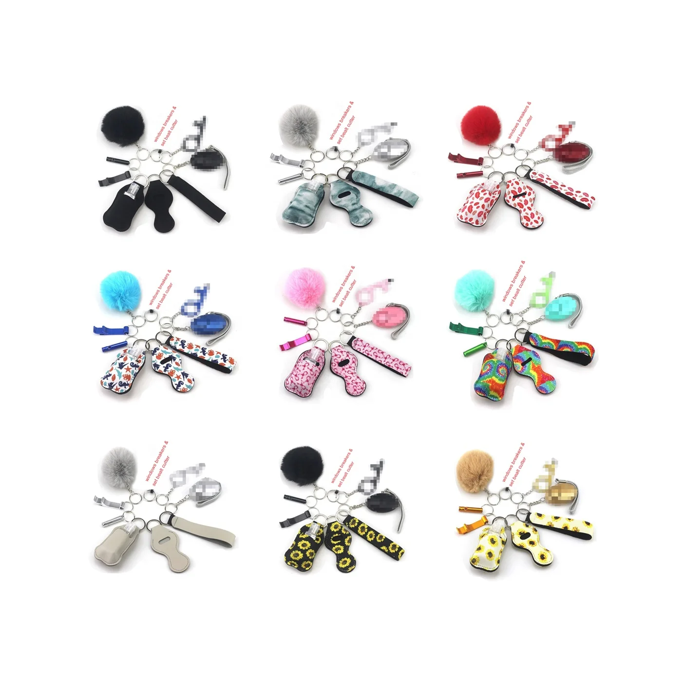 Wholesale New Product Gift Self Defense Keychain Set Products Safety For Woman Self Defence Keychain Supplies