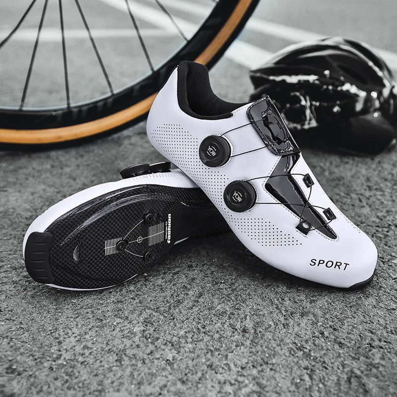 Real charcoal fiber road lock shoes road cycling shoes professional road racing shoes