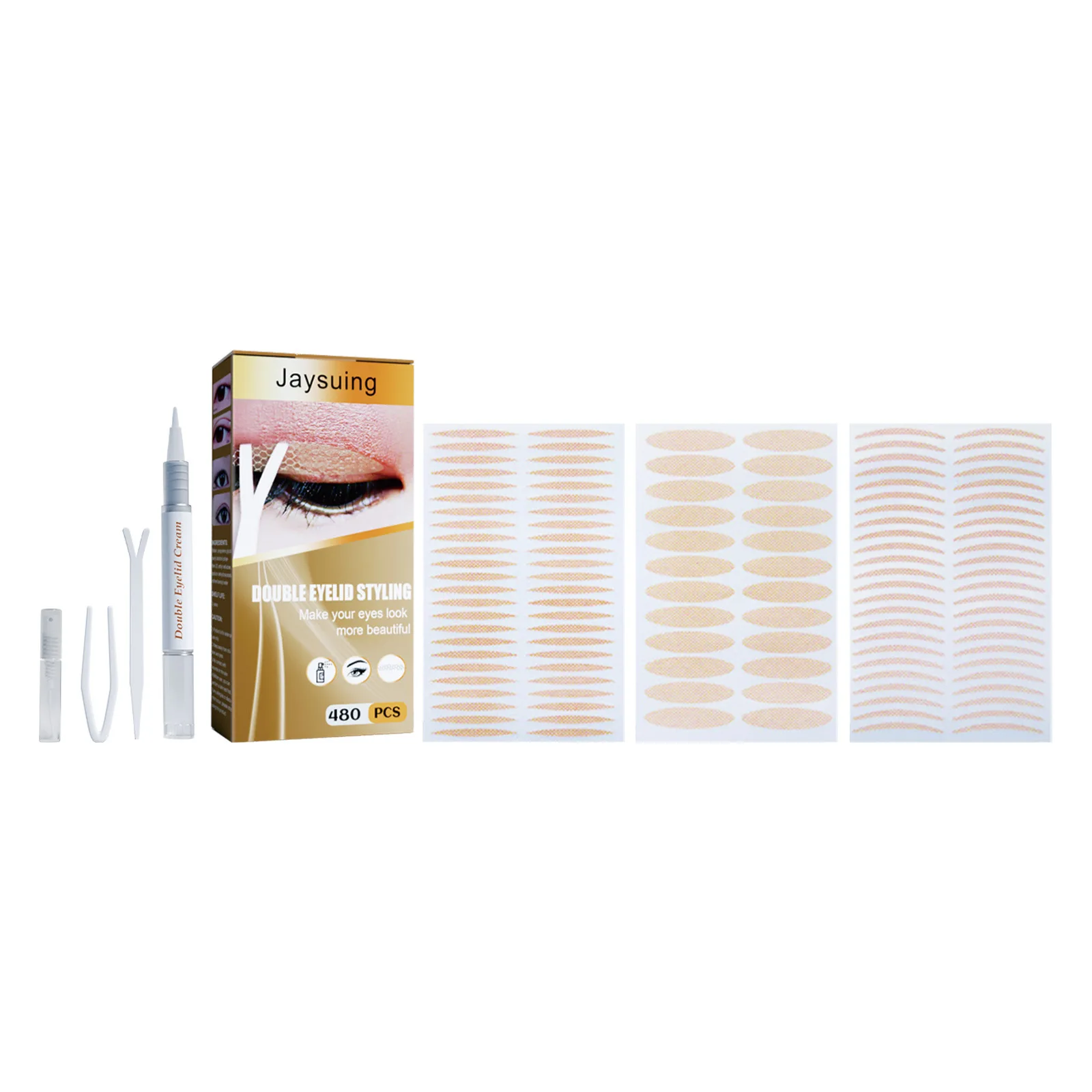 Natural Traceless Double Eyelid Patch, Glue-free Double Eyelid Tape,long Lasting 480pcs Eyelid Lift Strips Kit