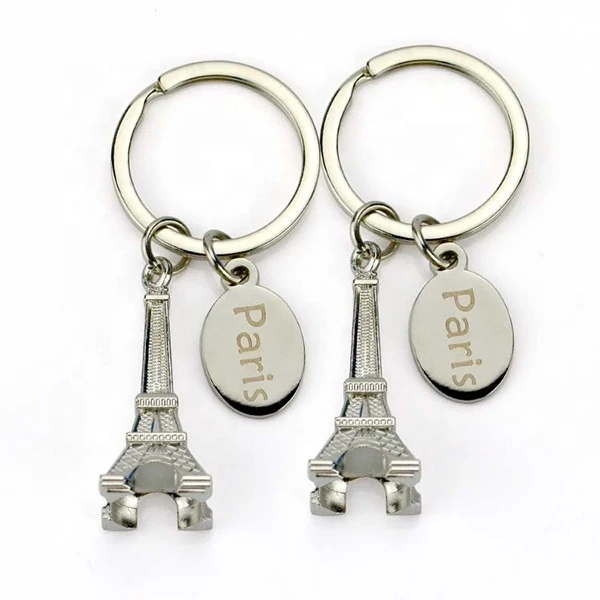 China Artigifts Souvenir Key Ring Customized Logo Keyring Tourist Glitter Eiffel Tower Key Chain Keychain Car Key Chains Metal