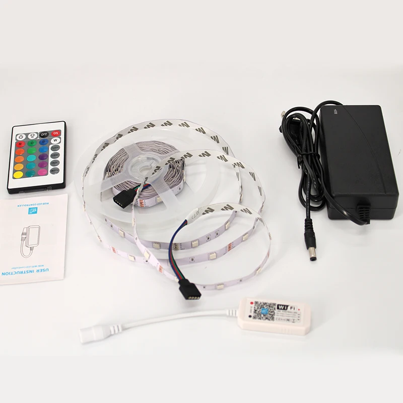 Amazon Latest WIFI Smart RGB Color Sync Music led strips App Remote Control 12V 5 meter Flexible Ceiling Luces LED Strip Light