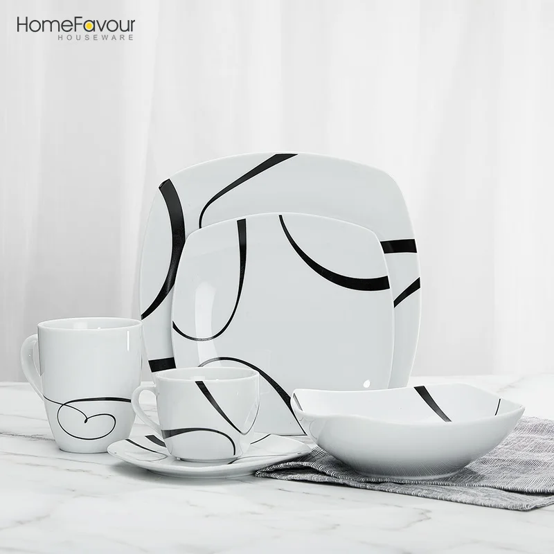 Modern Style Ceramic Plate Tableware Set 4/16pcs Wedding Porcelain Dinnerware Set for 4 persons