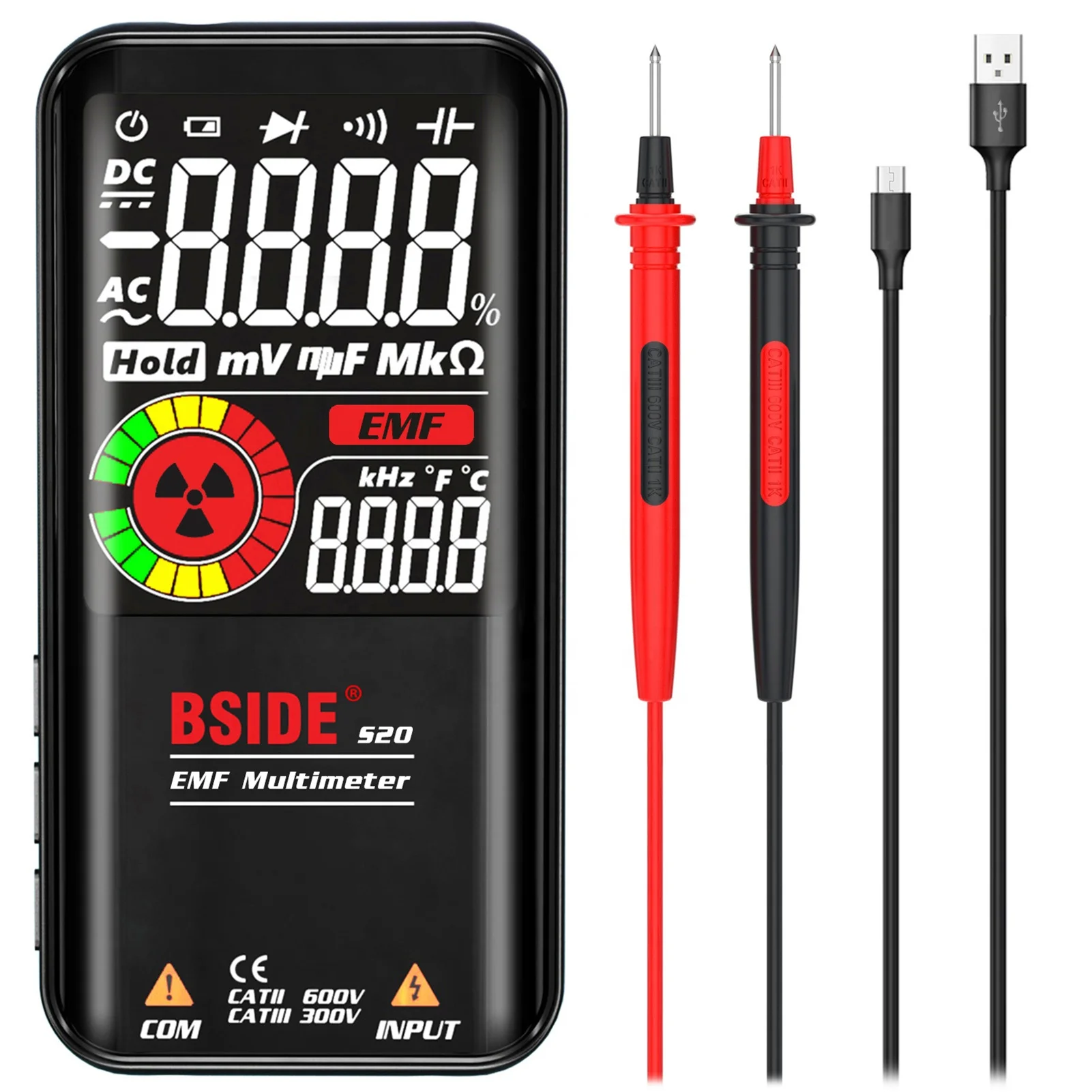 2022 new digital true RMS multimeter bside S20 with super large ETBN screen and rechargeable battery
