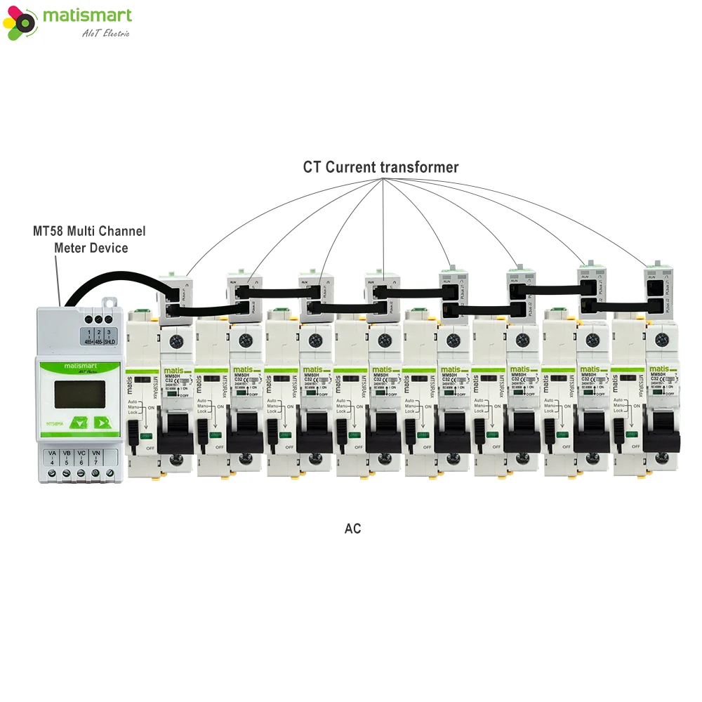 MT58 meter multifunction din rail multi channel electric energy consumption meter energy monitoring meters