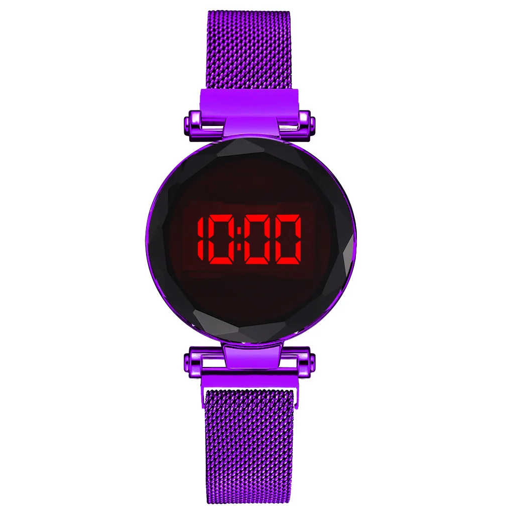 Ladies fashion personality electronic watch magnet button touch screen alloy mesh belt spot wholesale