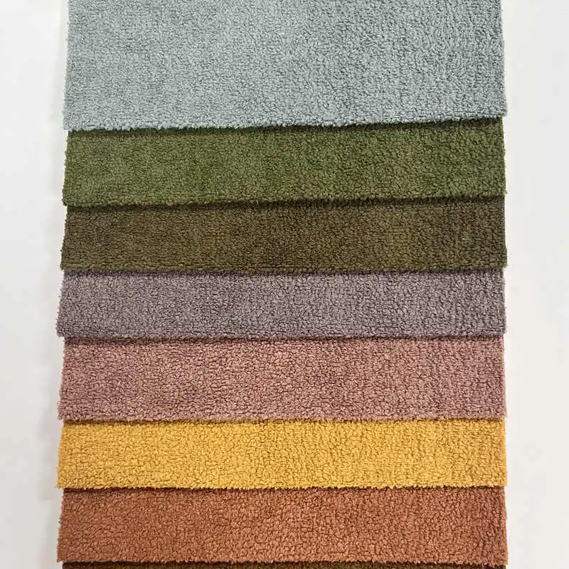 Polyester sofa chair sheep wool teddy lamb wool blend look sofa upholstery fabric for sofa chenille boucle