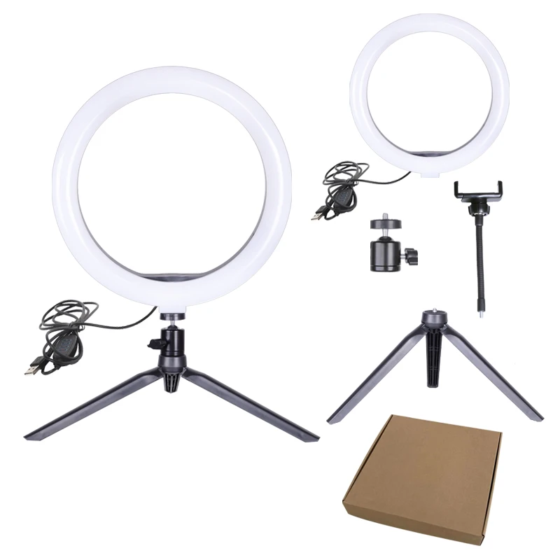 10 inch Selfie Ring Light with Desktop Mini Tripod with Mobile Holder for Tiktok Youtube Video Light Makeup Light