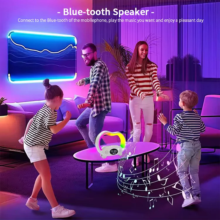 Multi-function 15W Wireless RGB Light Lamp Gift Smart Speaker Mobile Charging Station Fast Wireless Charger Stand