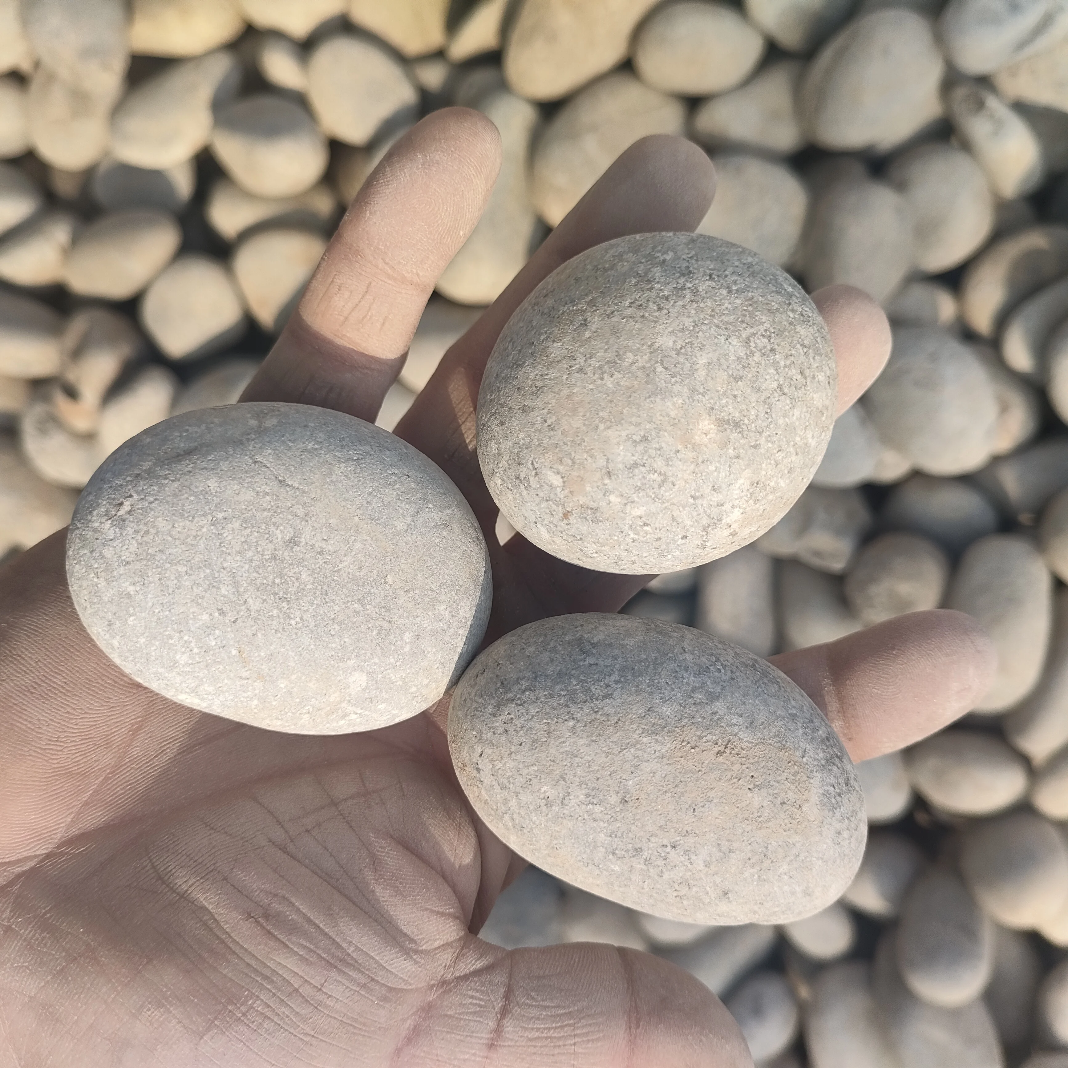natural Multiple sizes round river stones grey pebbles decorative stones and cobble pebbles for building material