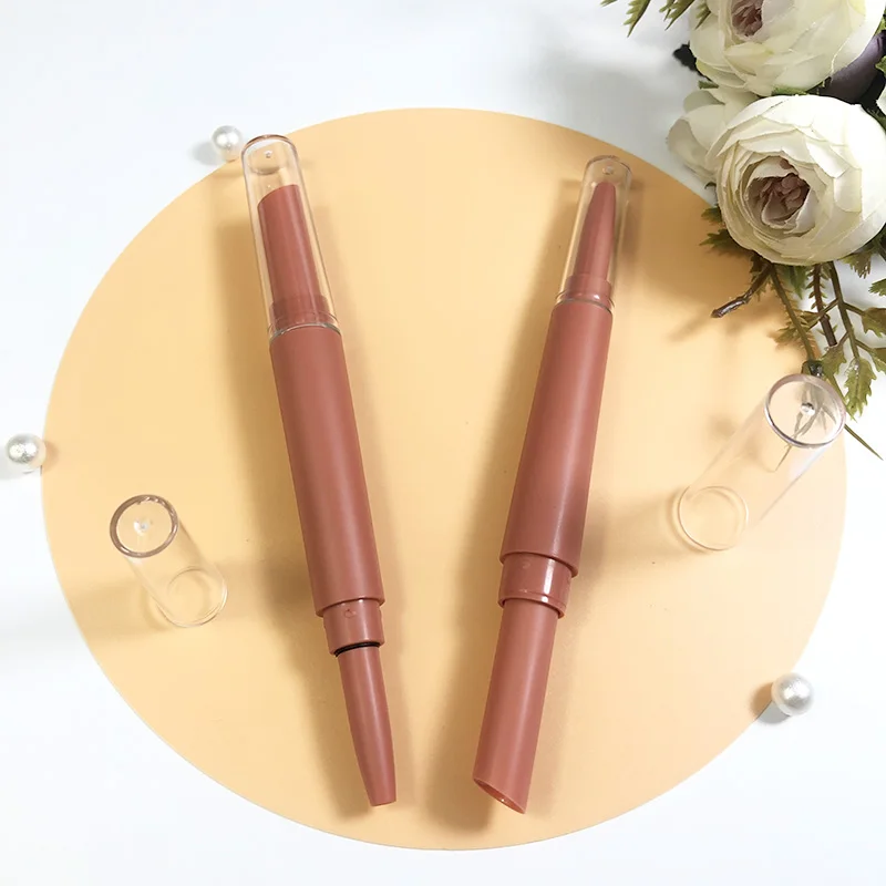 Double ended makeup empty lipstick tube unique slim cosmetic container tube lipstick and eyebrow pencil in one