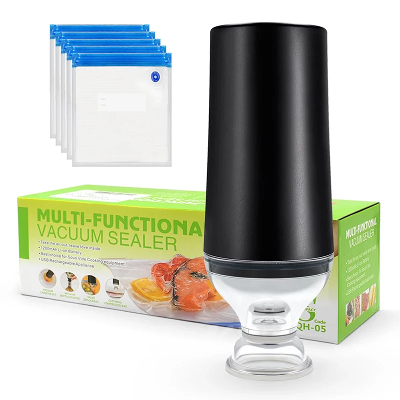 Mini Compressor a Vacuo USB Battery Automatic Vacuum Bag Sealer Pump Portable Rechargeable Machine With 5pcs Bags Drop Shipping