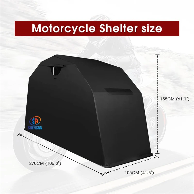 Outdoor 600d Polyester Oxford Folding Motorcycle Bike Box Garage Storage Cover Set Hard Shelter