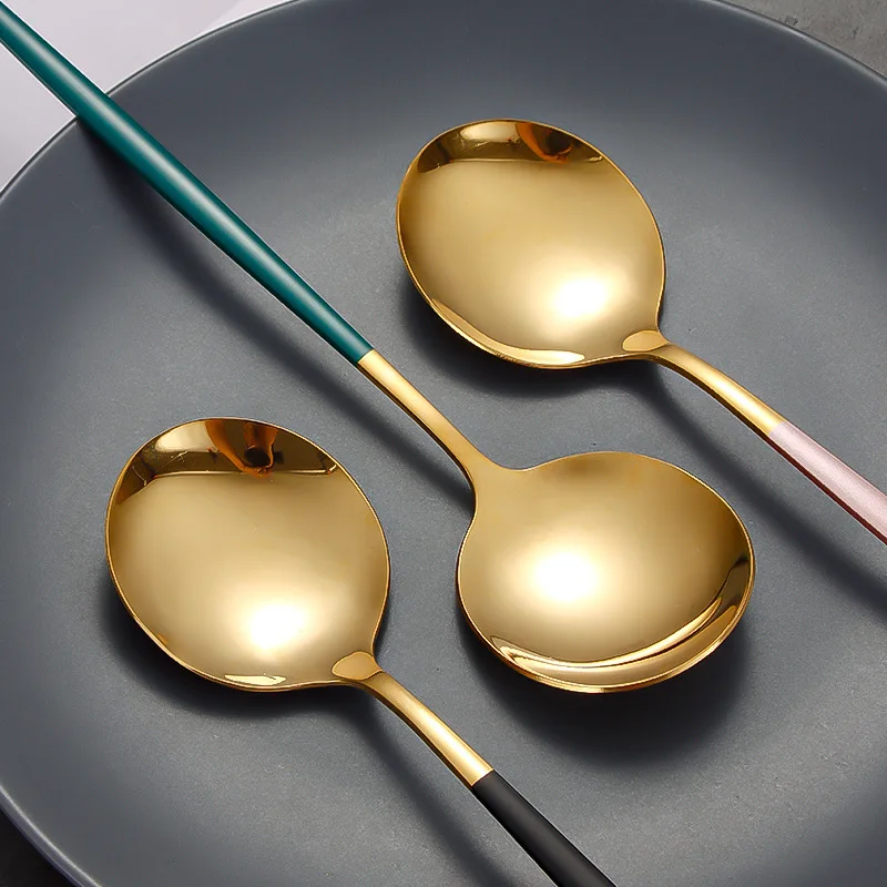Wholesale Spoon And Fork Set Luxury Golden Cutlery Set Stainless Steel Gold Silverware Flatware Gold Spoon