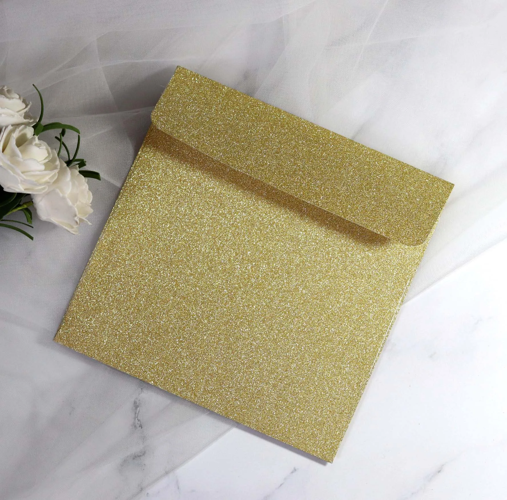 Custom Logo A Glitter Wedding Paper Gift Envelope High Quality Decorate Invitation Letter Envelope
