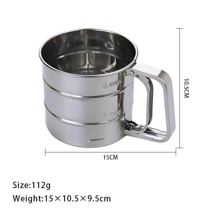 Semi-automatic Hand Press Flour Sifter Stainless Steel Fine Mesh Powder Sieve Cooking Baking Accessories