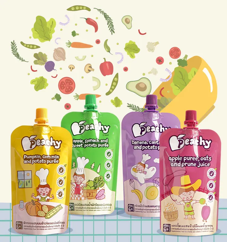 Various Shape Plastic Stand Up Pouch With Spout Packaging Water Sports Drinks Beverage Puree Sauce Yogurt Milk