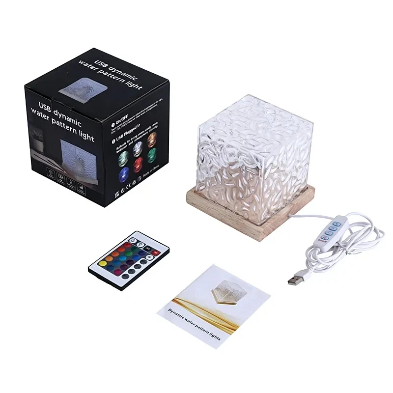 USB rechargeable  water ripple atmosphere light Nightlight birthday gift bedroom flame aurora dynamic lamp mothers day