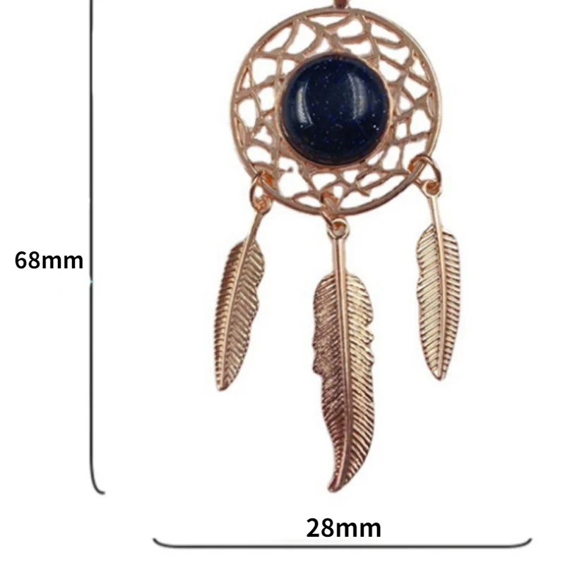 Agate Crystal Dream Catcher Necklace Pendant Natural Stone Dream Catcher Wind Chimes Pendant Jewelry