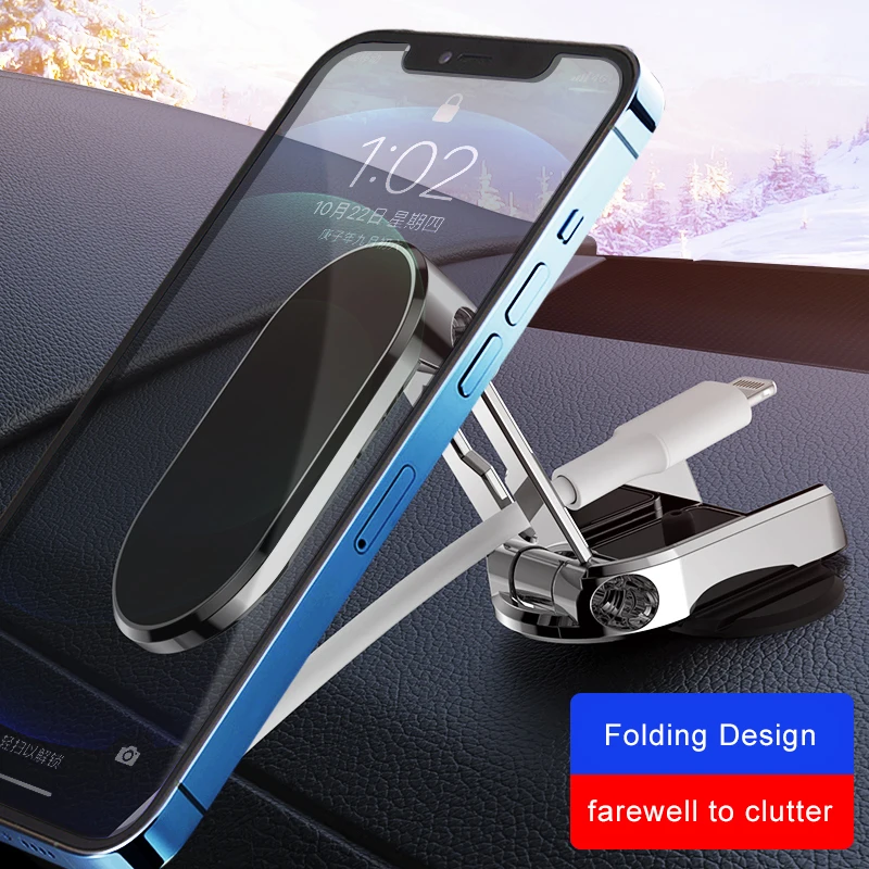 Order Free Sample Telefoon Houder Foldable Mobile Holder Magnet Zinc Clip Adjustable Phone Stand Holder Magnetic Mobile Holder
