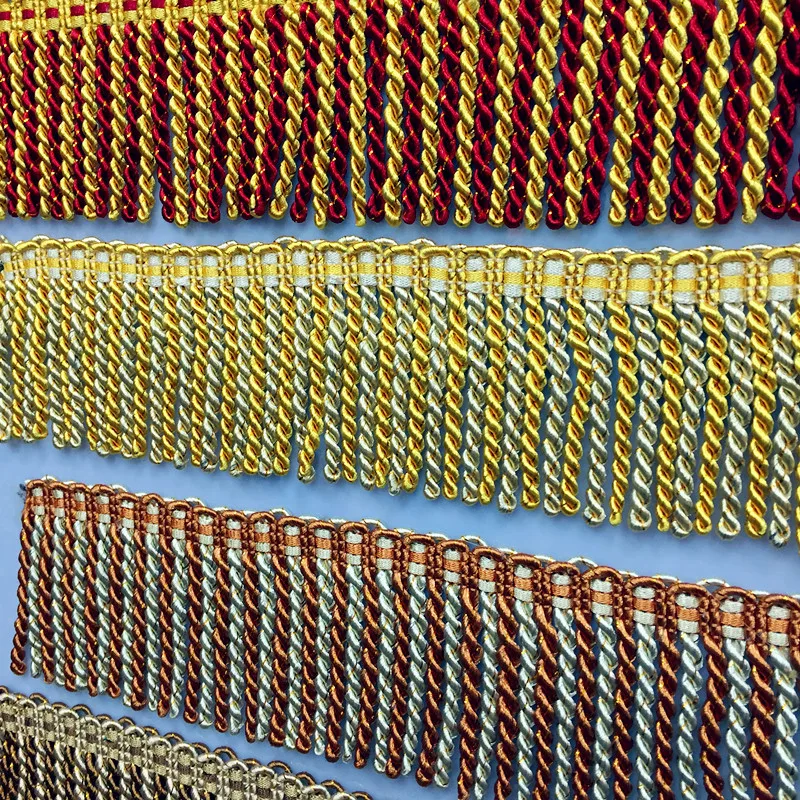 Wholesale 3 Inch 8CM Metallic Luxury Gold Two Colors Bullion Fringe Tassel For Curtain Decorations