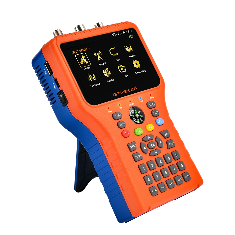 GTMEDIA V8 Finder Pro DVB-S2X/S2/S/T2/T/C комбинированный измеритель MPEG-2/4 H.264/H.265 (10 бит) отвечающих требованиям портативный спутниковый